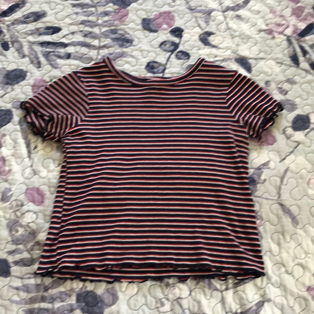 Red White & Navy Lettus Edge Crop Top | Forever 21